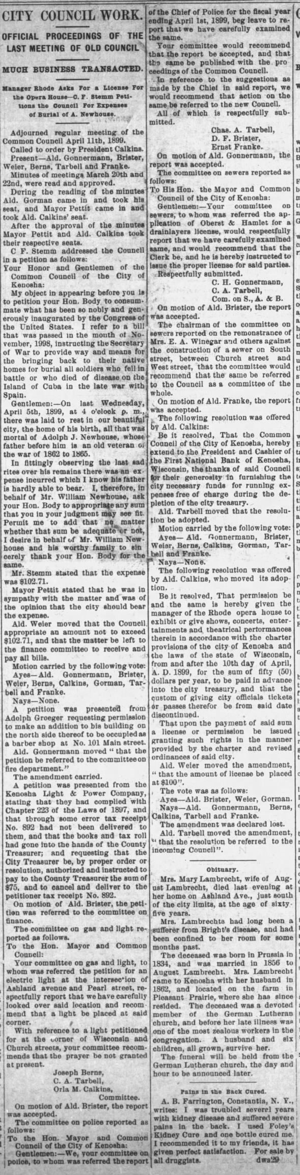 Clipping from Kenosha News